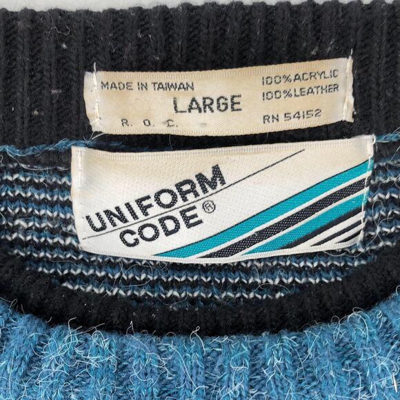 80s leather patch sweater 1980s vintage - Picture 4 of 4